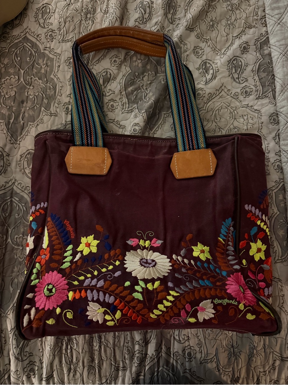 Consuela Classic Tote in a deep plum/purple wear and tear but still nice
